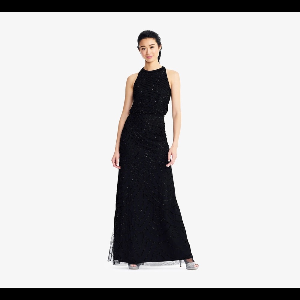 NWT Adrianna Papell ART DECO BEADED BLOUSON Dress